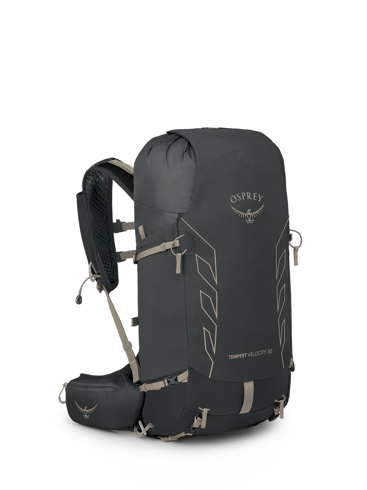 Osprey Tempest Velocity 30L front view shows adjustable backpanel for dynamic movement.
