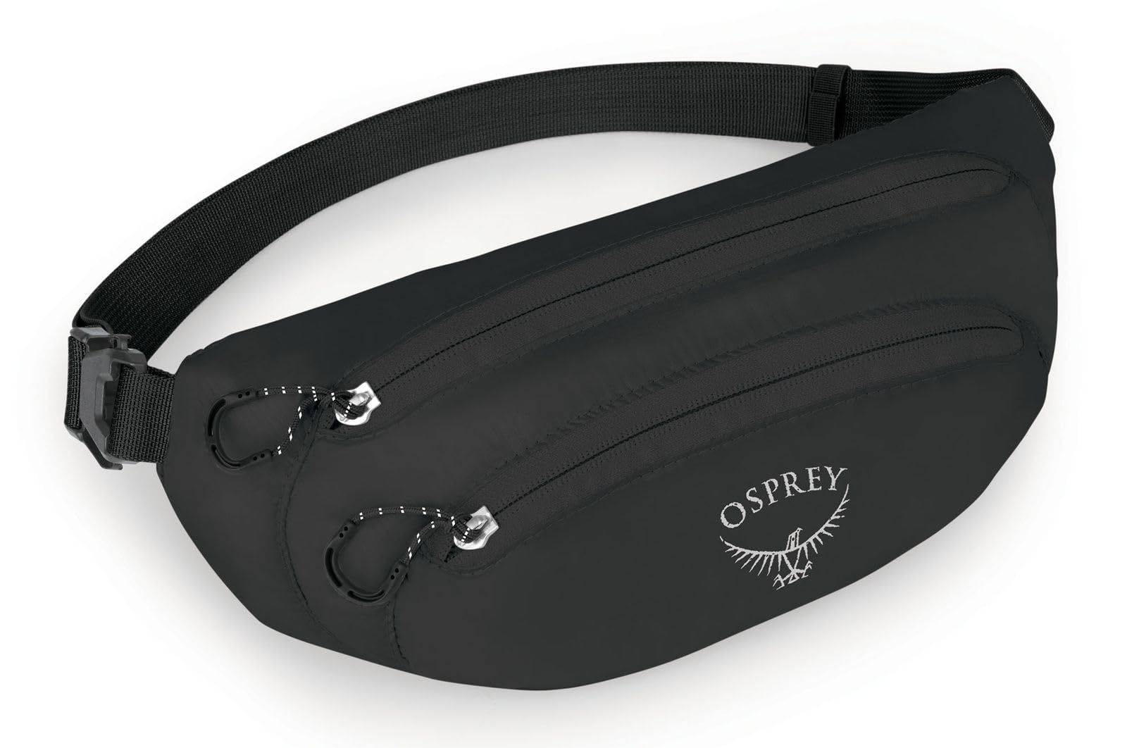 Osprey Ultralight collapsible waist pack folded compact for travel organization and quick access.