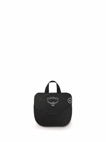 Compact folded raincover stowed in pack pocket for easy travel