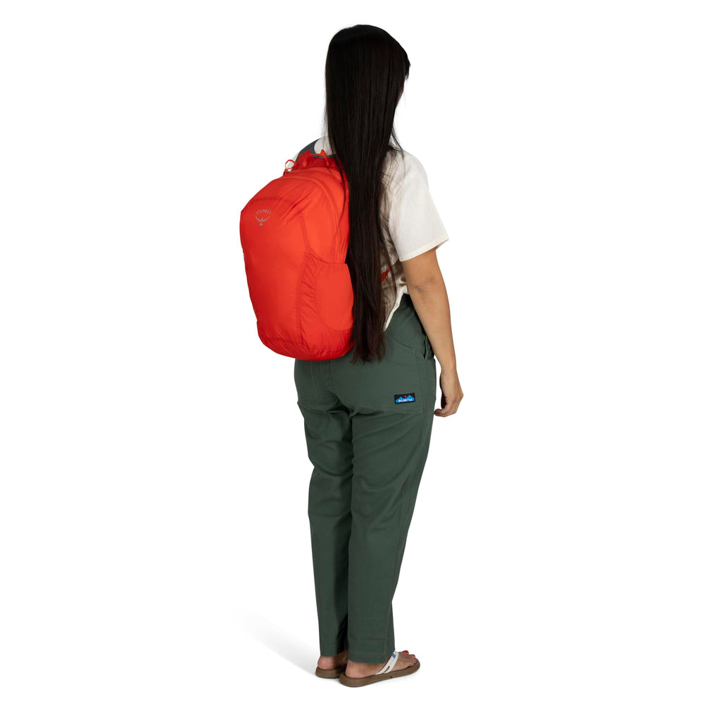 Osprey Ultralight Stuff Pack compact dimensions illustrate a tiny travel footprint.