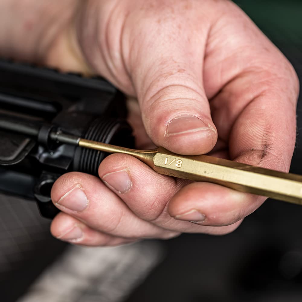 All 5 brass pin punches: 3/32, 3/16, 5/32, 1/8, 1/4 arranged