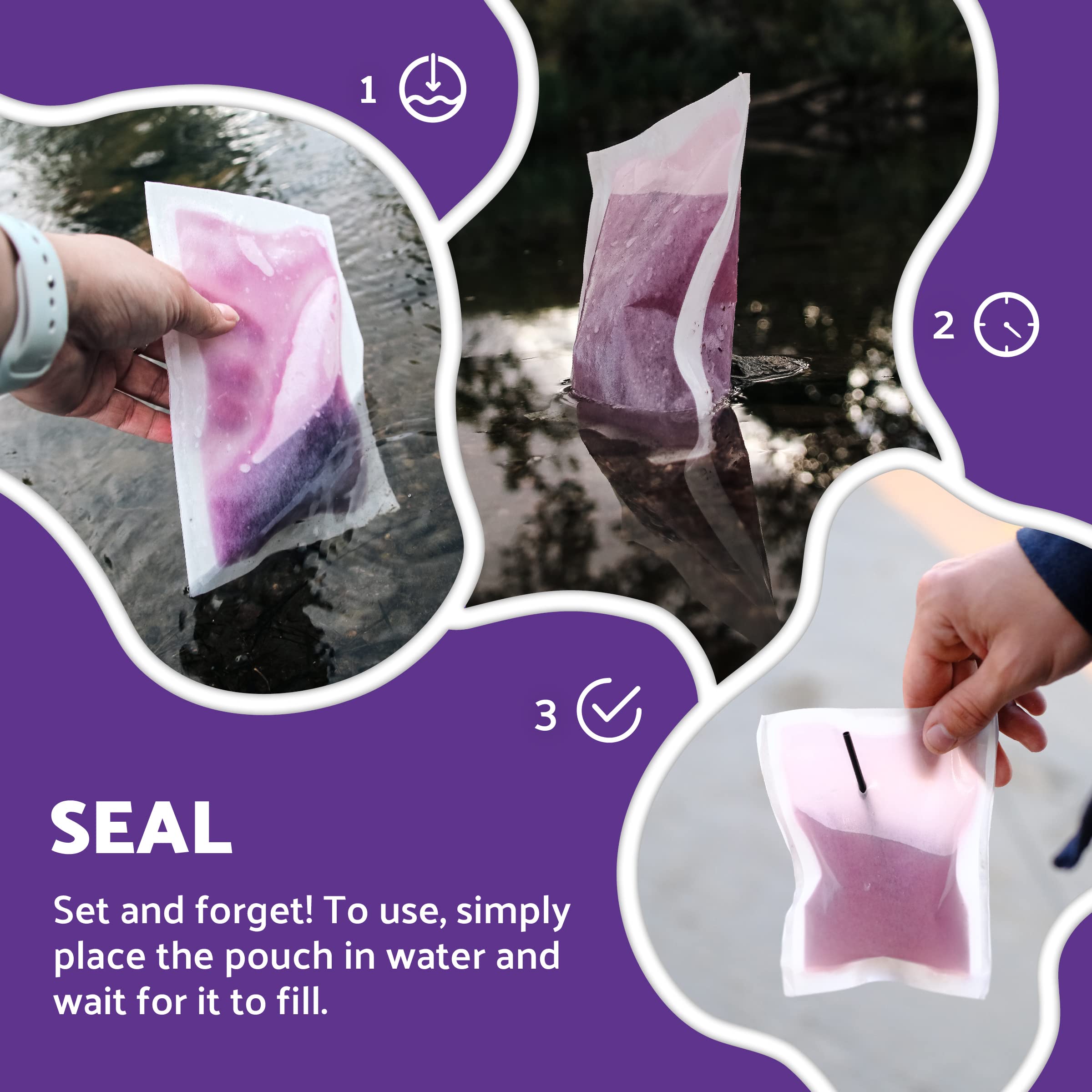 OTS Osmo Seal emergency water pouch inflating during activation demonstration