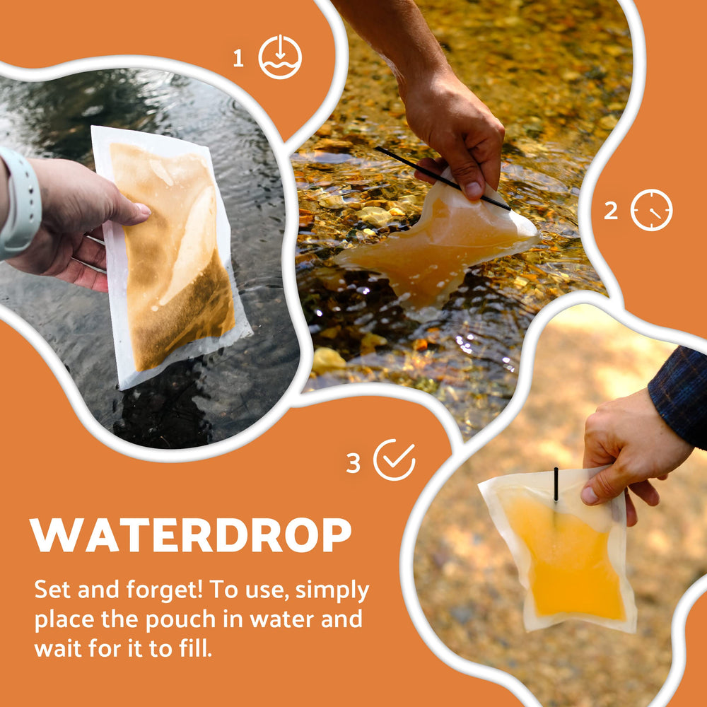 OTS Osmo Waterdrop orange-hydration poured into a bottle after purification.
