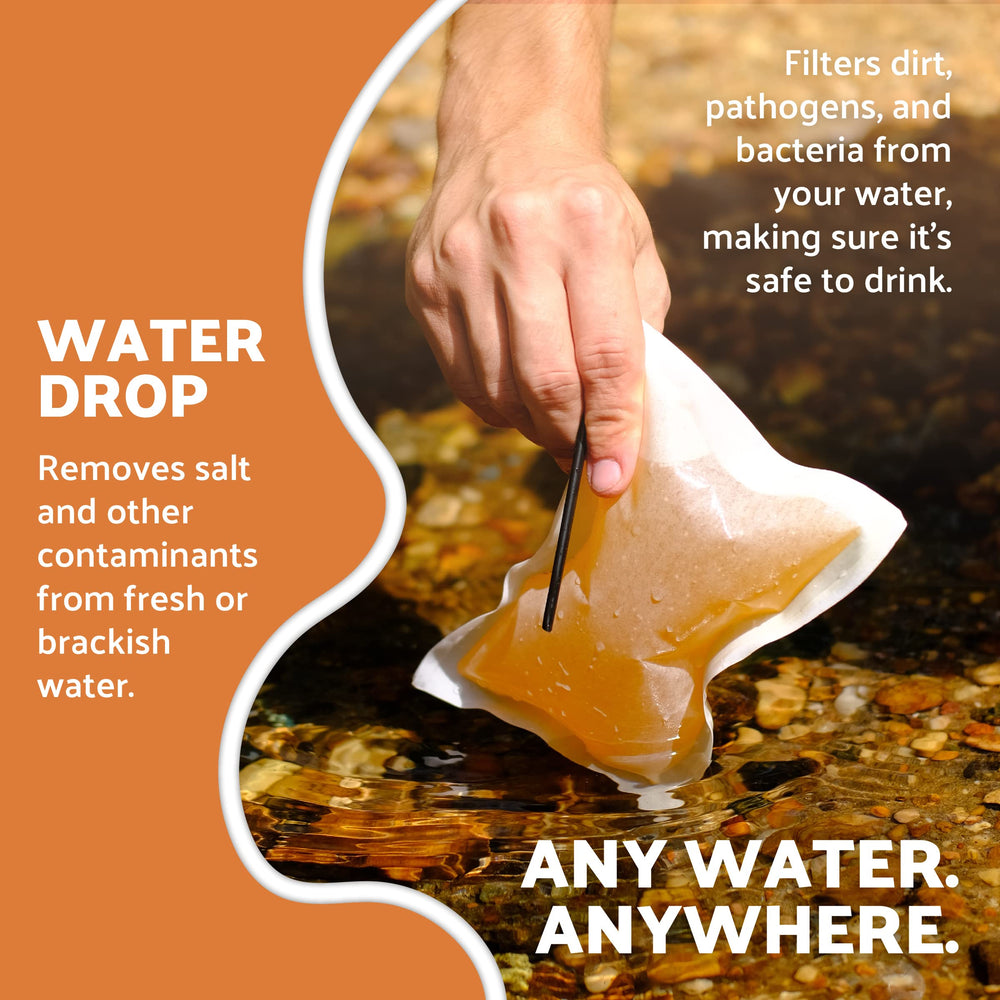 OTS Osmo Waterdrop portable purifier in use filtering source water on a trek.