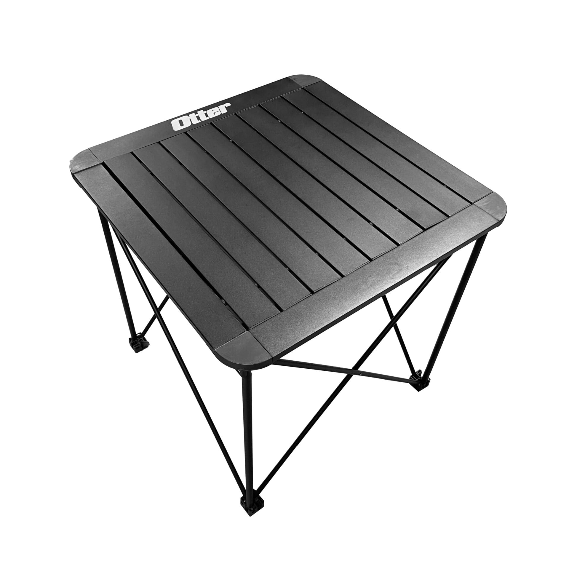 OTTER Outdoors Deluxe Roll Top Table shown in action for camping with quick setup