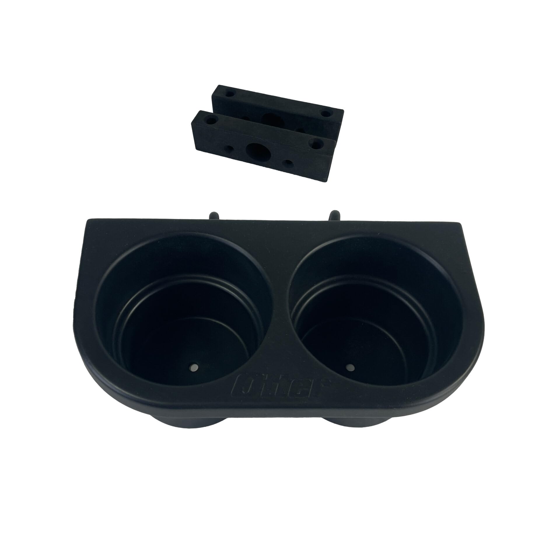 OTTER QA universal cup holder attached to hub house for steady ice fishing beverages