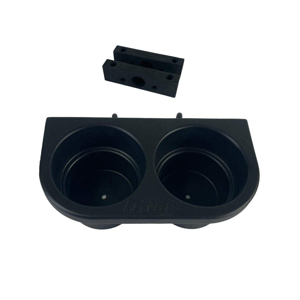 OTTER QA universal cup holder attached to hub house for steady ice fishing beverages