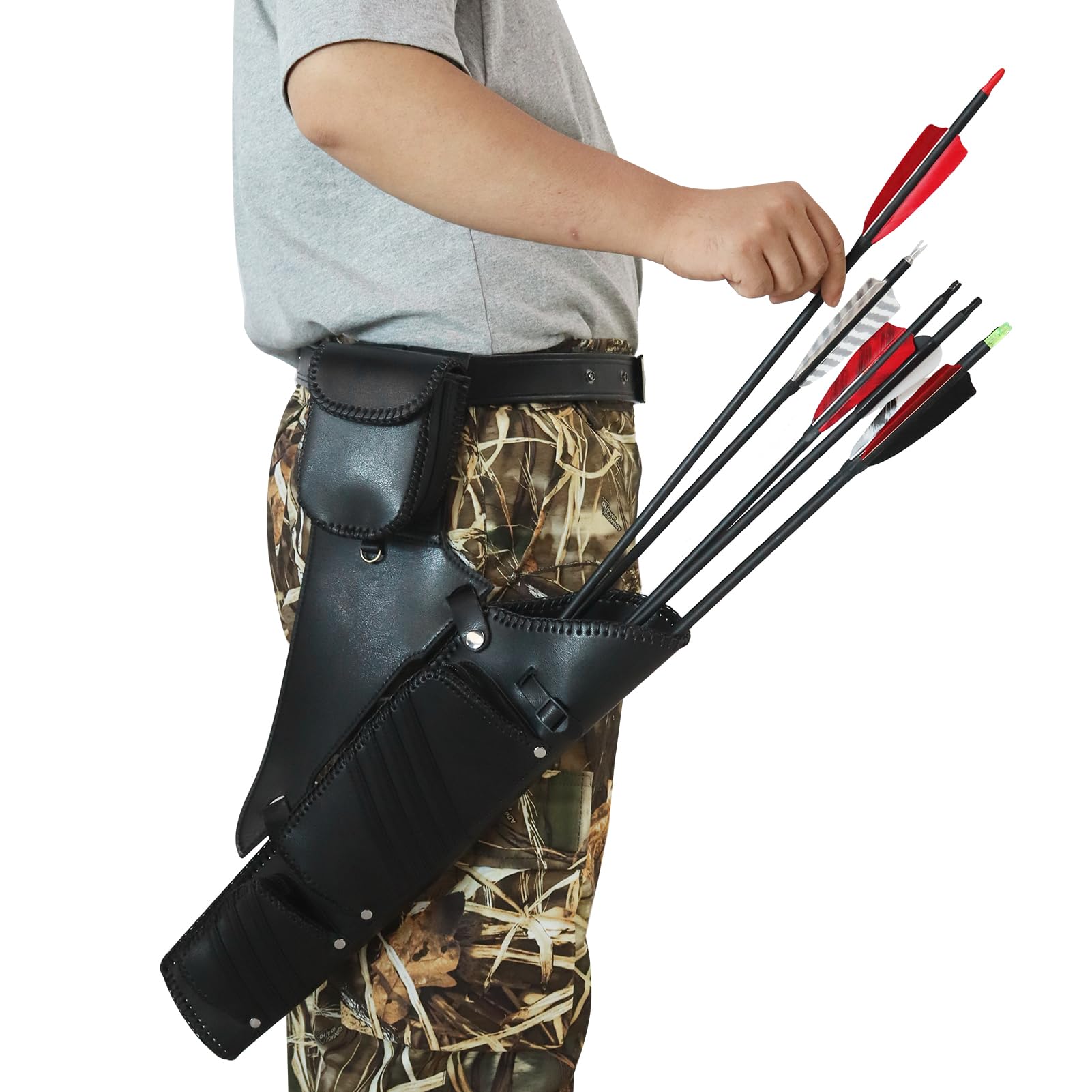 oubert Archery Hip Quiver reinforced stitching supports load-bearing use.