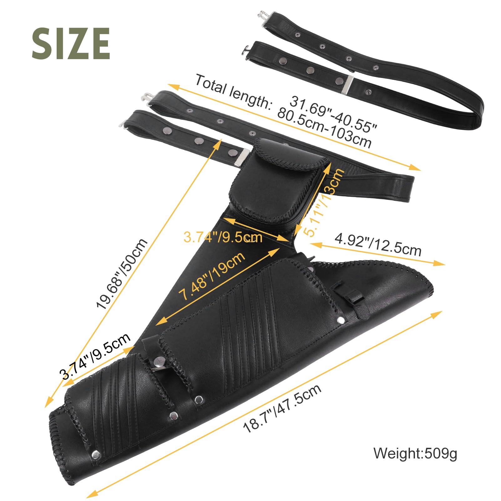 oubert Archery Hip Quiver three pockets hold accessories with easy access during practice.