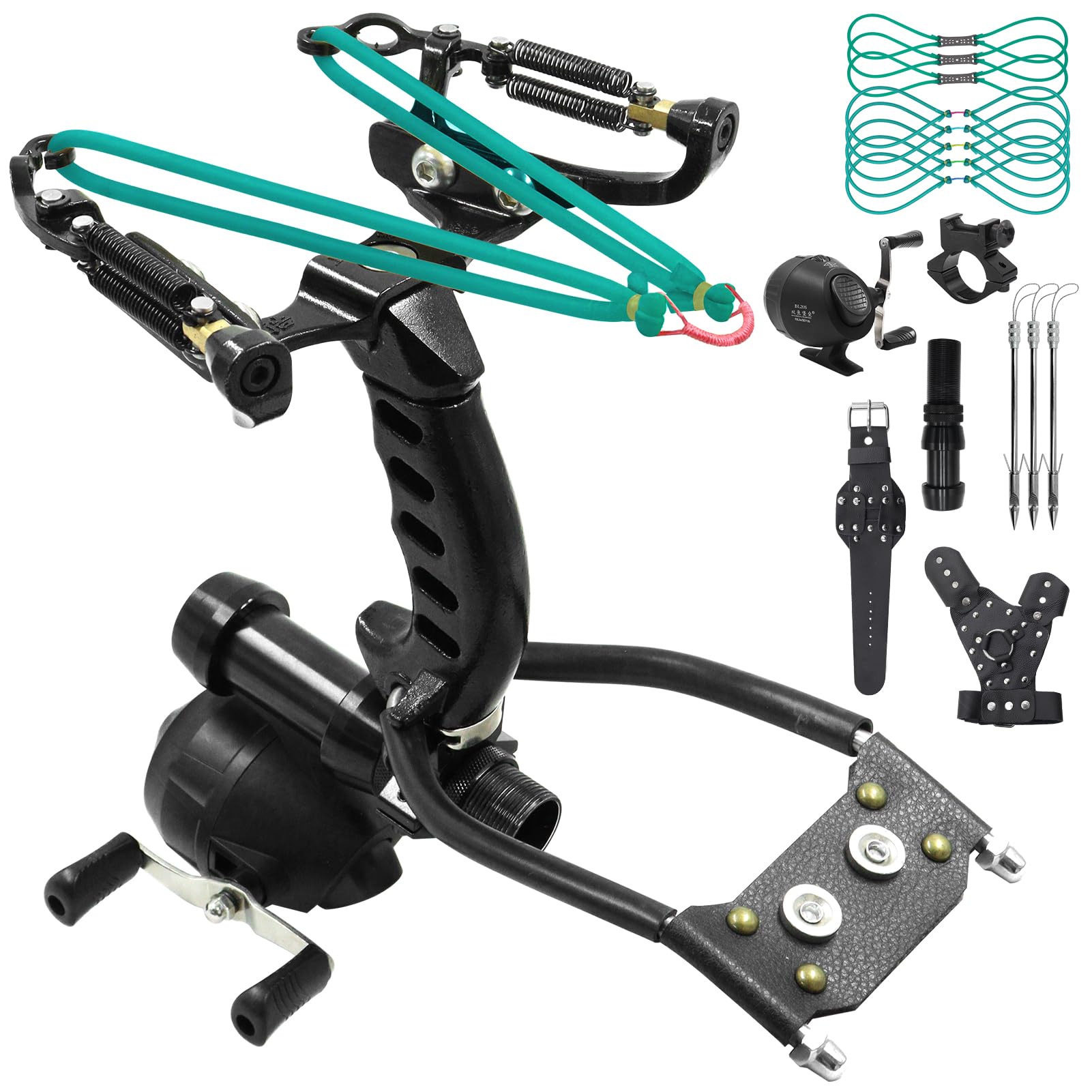 Oubert Slingshot Fishing Kit front view highlighting rugged outdoor build for reliability.