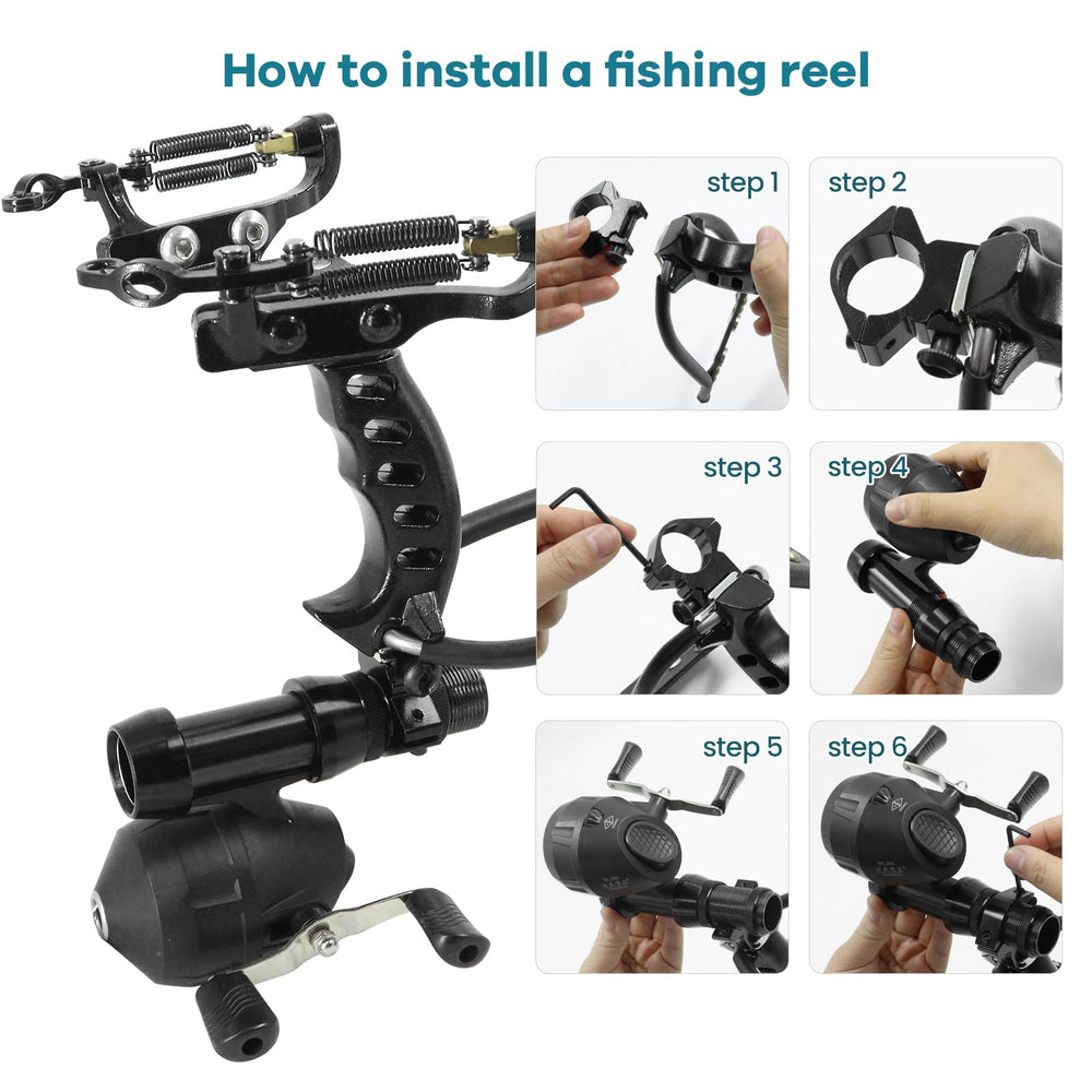 Oubert Slingshot fishing reel seat demonstrates integrated fishing setup.