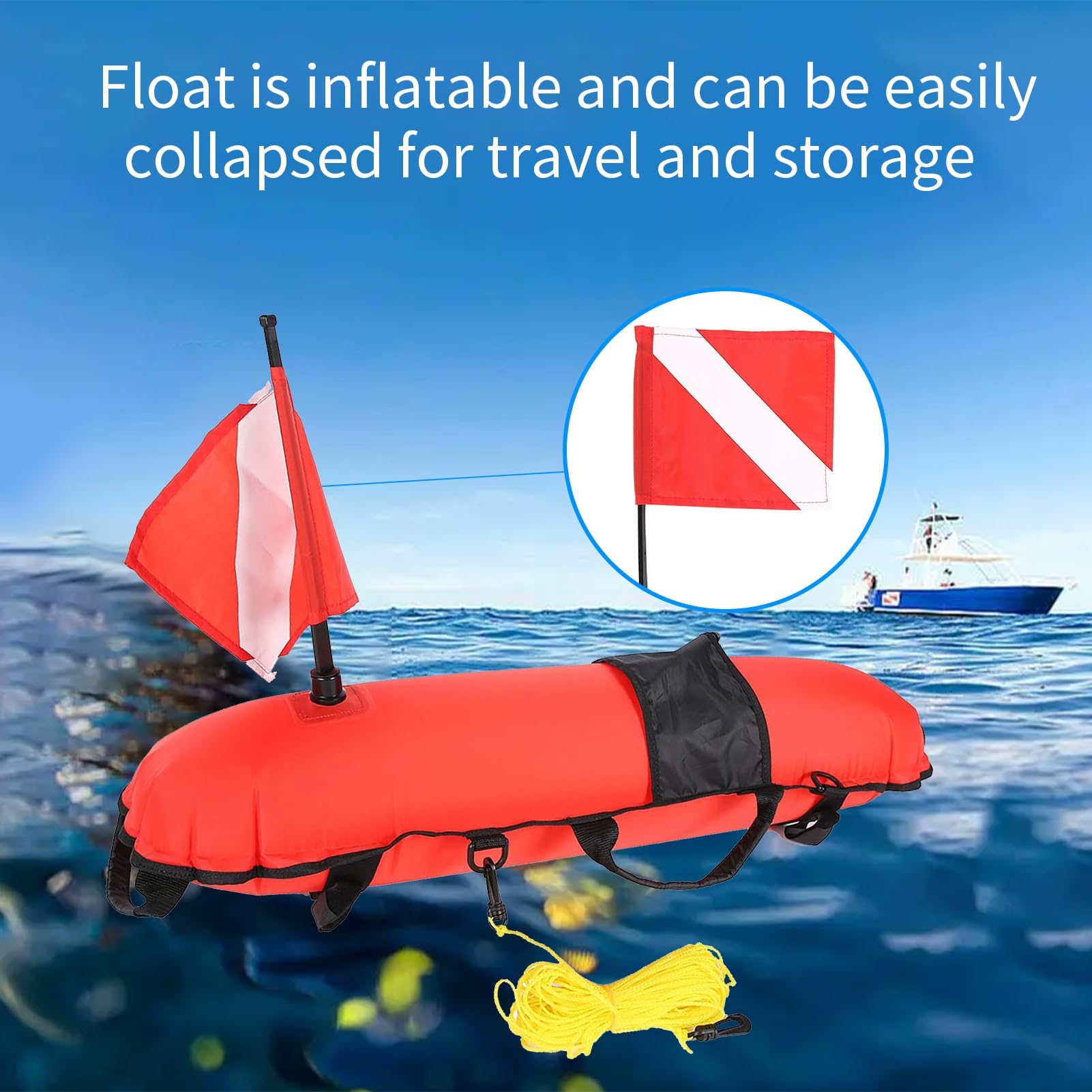OUKENS 8x8 dive flag provides clear visibility to nearby boaters