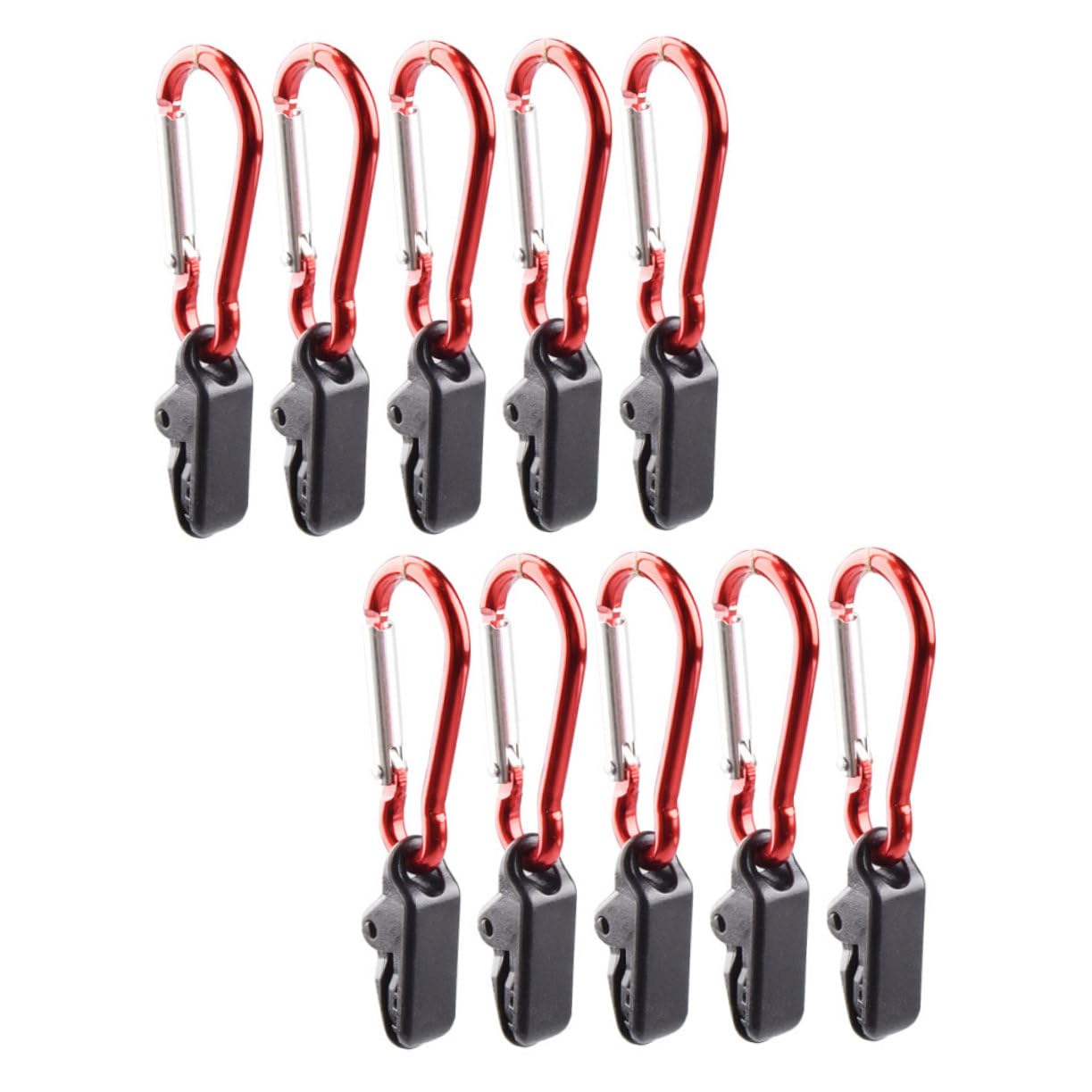 Outanaya tarp clips with carabiner lock secure tarps in wind.