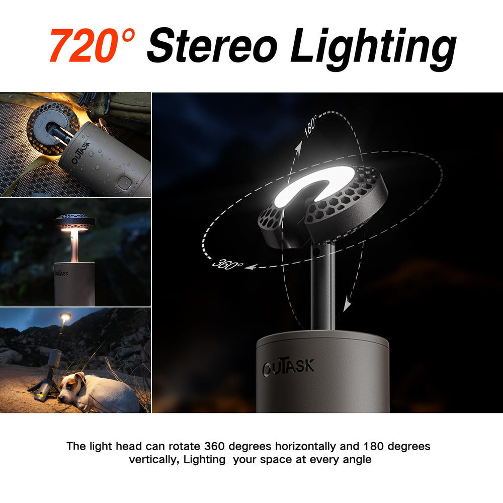 Outask camping-lantern-magnetic-tripod for quick hands-free mounting