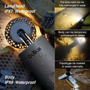 Outask camping-lantern-telescoping-pole showing adjustable height