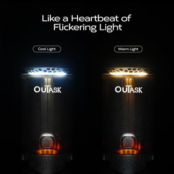 Outask camping light demonstrates 720-degree rotation for full-room illumination