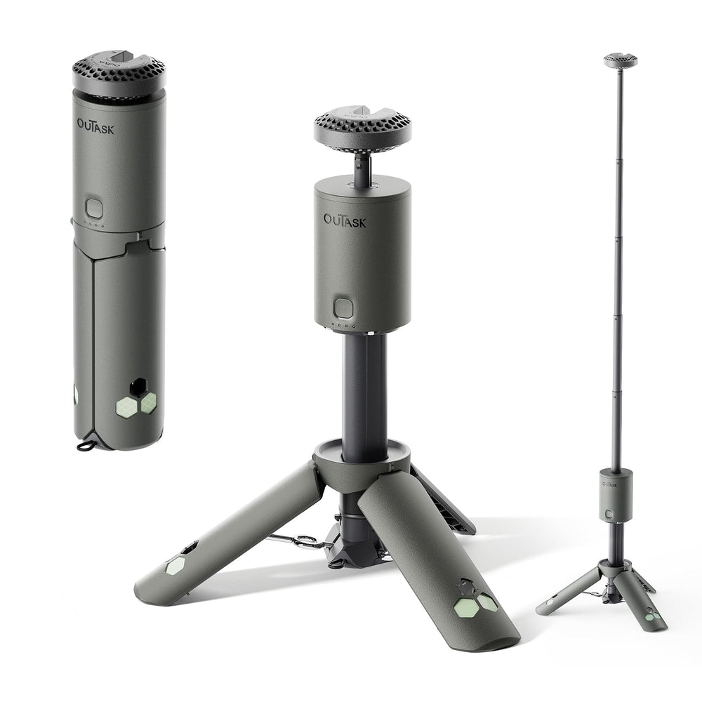 Outask telescopic camping light extend shows portable compact design for easy storage and reach.