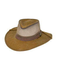 Outback Trading Company Kodiak mesh hat Field Tan top view highlights ventilation for hot days.