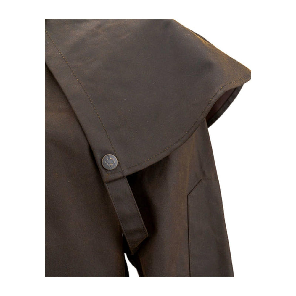 Outback Stockman Duster bronze cape and gusset detail for range of motion