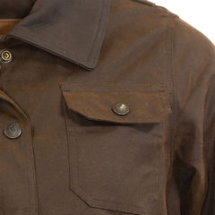 Gidley jacket close-up showing nubuck collar and leather trim for rugged style