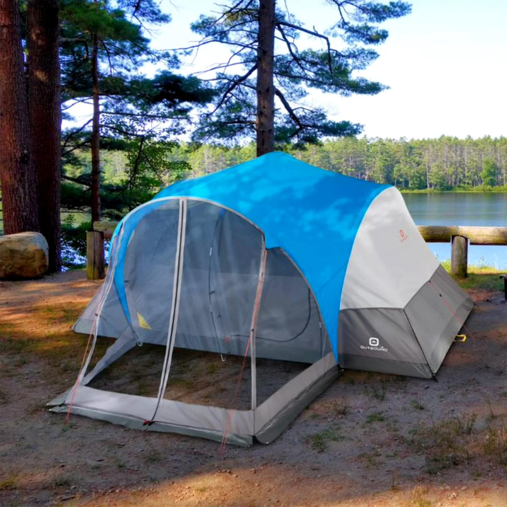 OUTBOUND interior mesh pockets organizing small items inside the tent