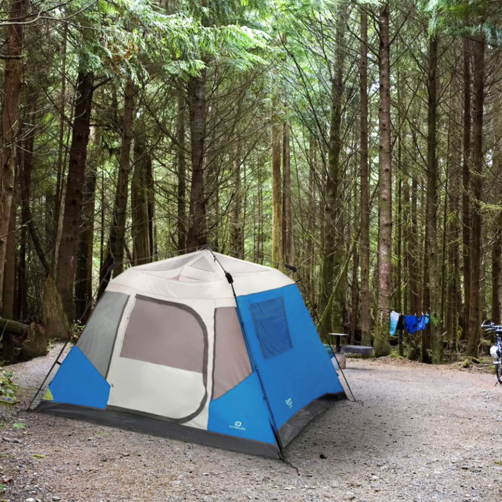 OUTBOUND QuickCamp 6P D-shaped door with vent windows enhances airflow and bug protection.