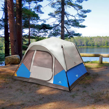 OUTBOUND QuickCamp 6P front canopy adds shade and shelter during day trips.