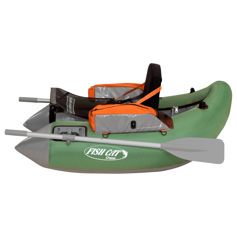 Two-piece aluminum oars with frameless locks for the Cruzer float tube