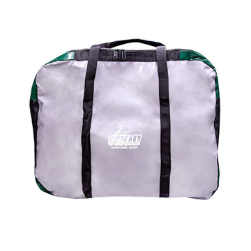 Outcast OSG Float Tube Bag outside view highlights rugged PVC construction for durable river trips.