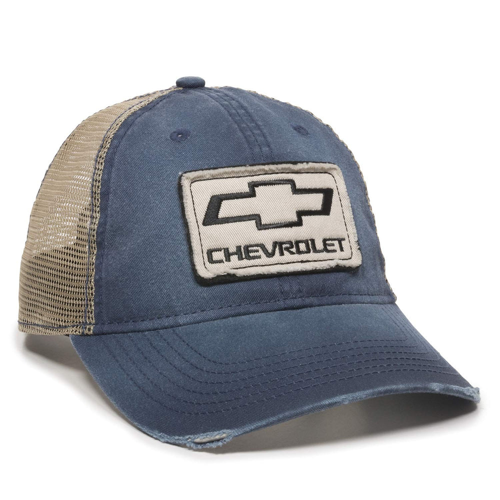 Outdoor Cap GEN15A in Chevrolet Dark Navy and Khaki — rear view