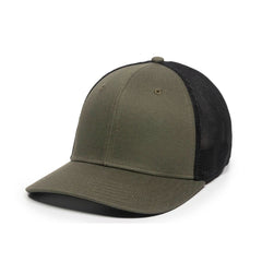 Outdoor Cap RGR-360M olive back view, one-size-fits-all convenience
