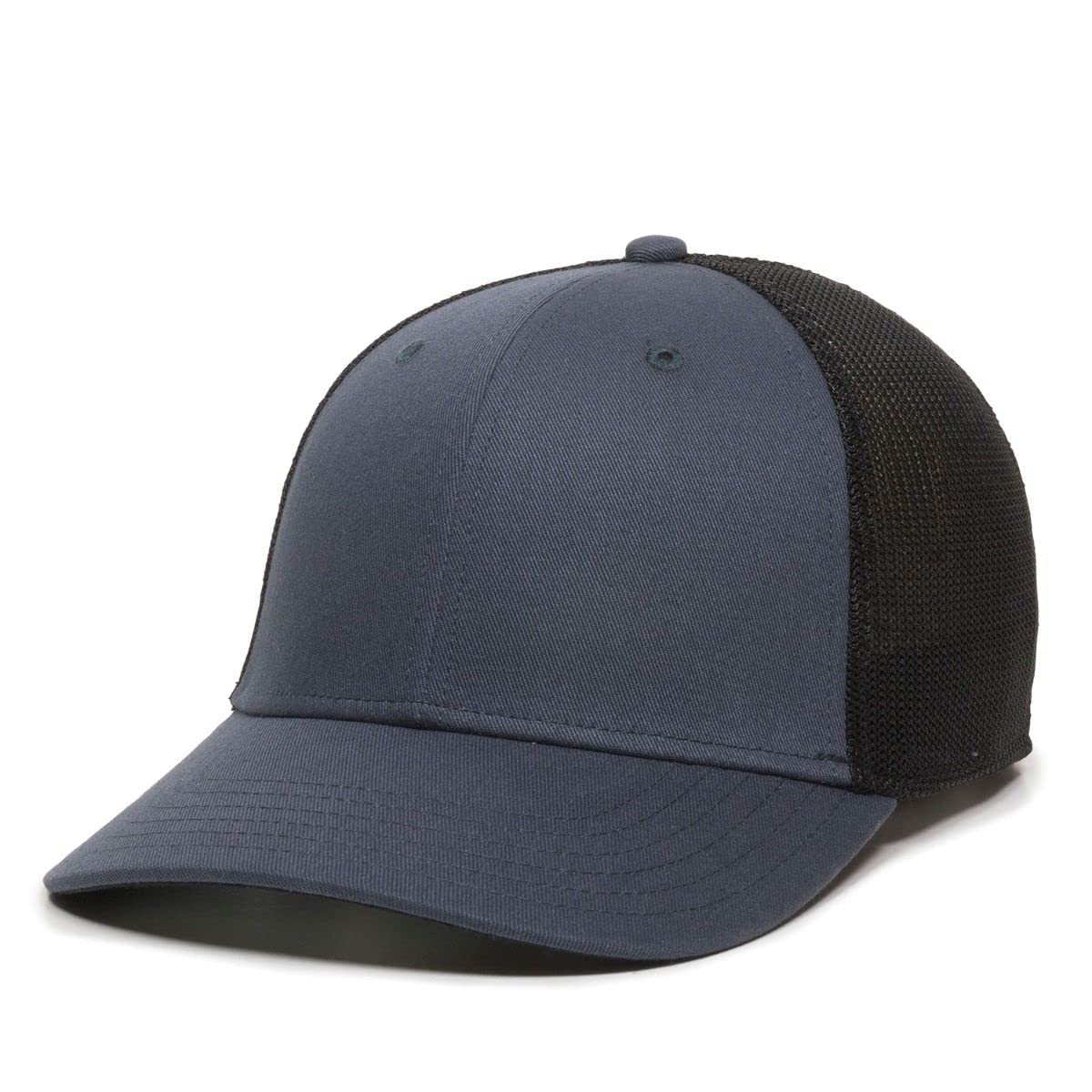 Outdoor Cap RGR-360M slate blue-black top view emphasizes versatile one-size fit.