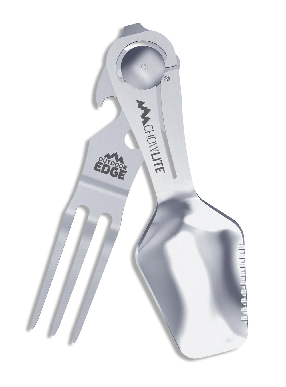 Outdoor Edge Chowlite full-open utensil ready for outdoor dining.