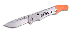 Outdoor Edge Ignitro hollow-handle open showing blade, whistle, and ferro rod