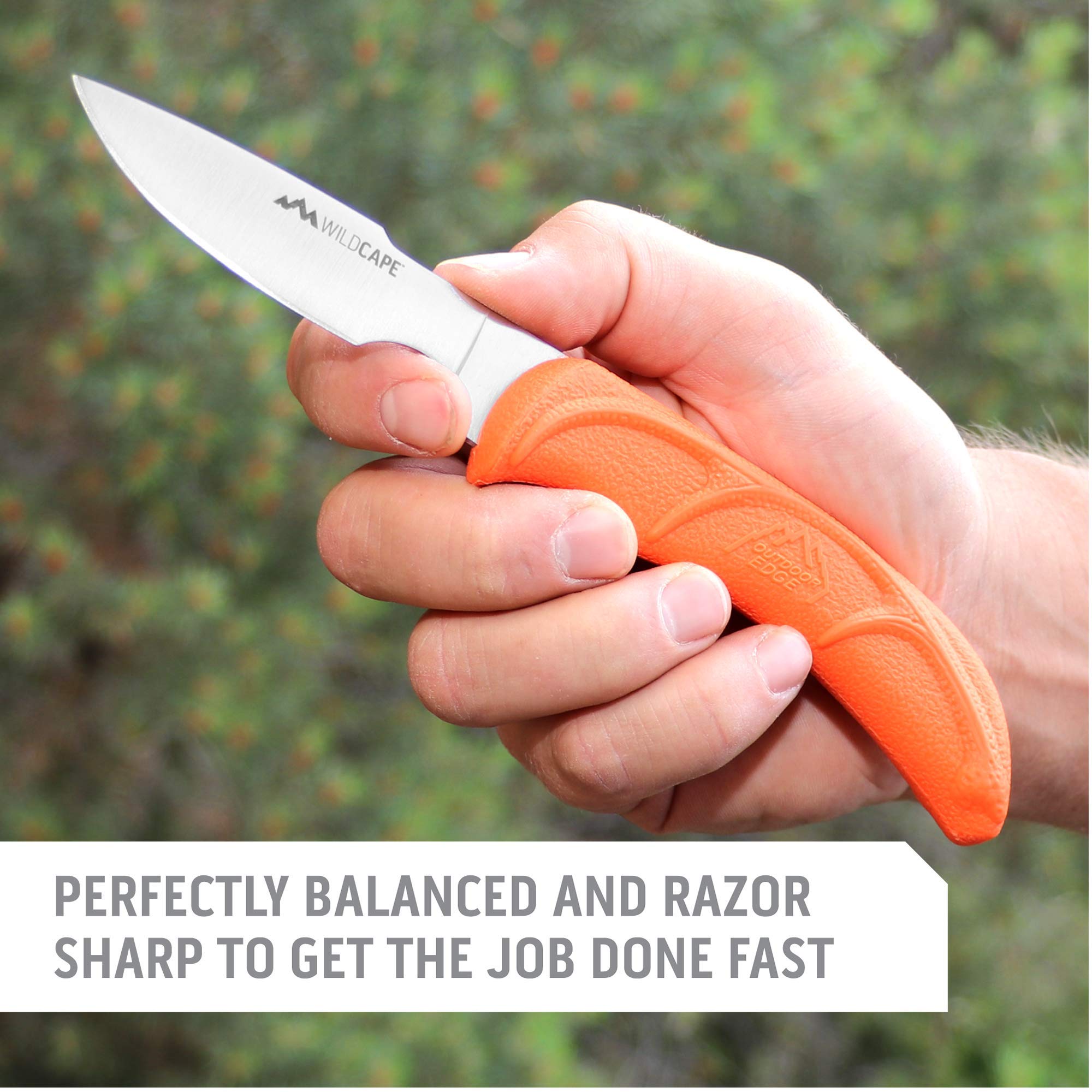 OUTDOOR EDGE nylon gloves protect hands during cleanup and prep.