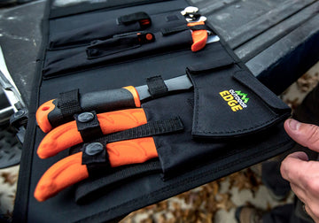OUTDOOR EDGE gut hook knife enables clean, efficient field dressing.
