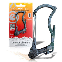 OUTDOOR ELEMENT Firebiner camo gray front view for compact everyday carry.