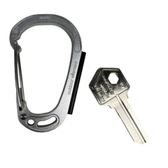 Outdoor Element Sparky & Scratch keycarabiner with fire starter for camping.