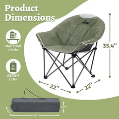 OUTDOOR LIVING SUNTIME Moon Chair oversize padding provides all-around comfort on trails and campsites.