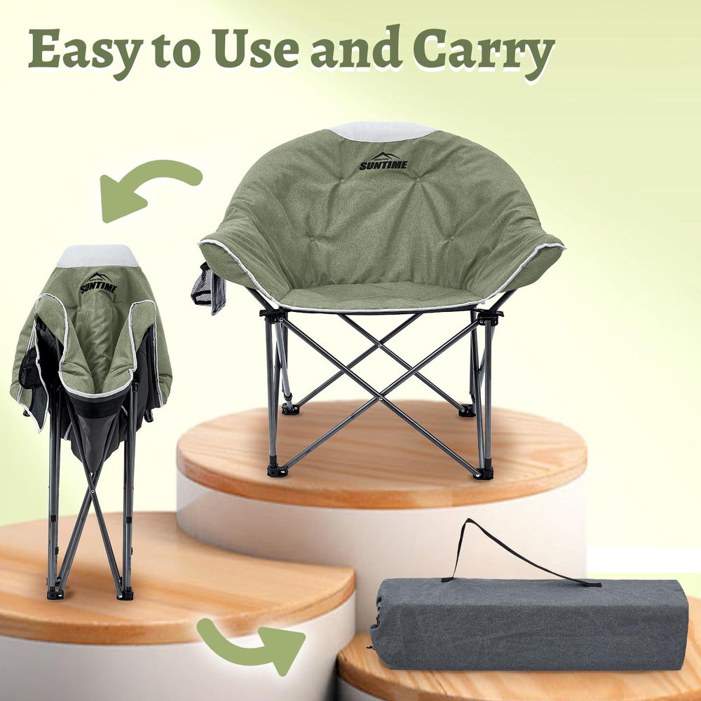 OUTDOOR LIVING SUNTIME Moon Chair portable carry bag simplifies transport to parks or camps.