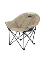 OUTDOOR LIVING SUNTIME oversized padded camping chair folded in carry bag for easy transport.