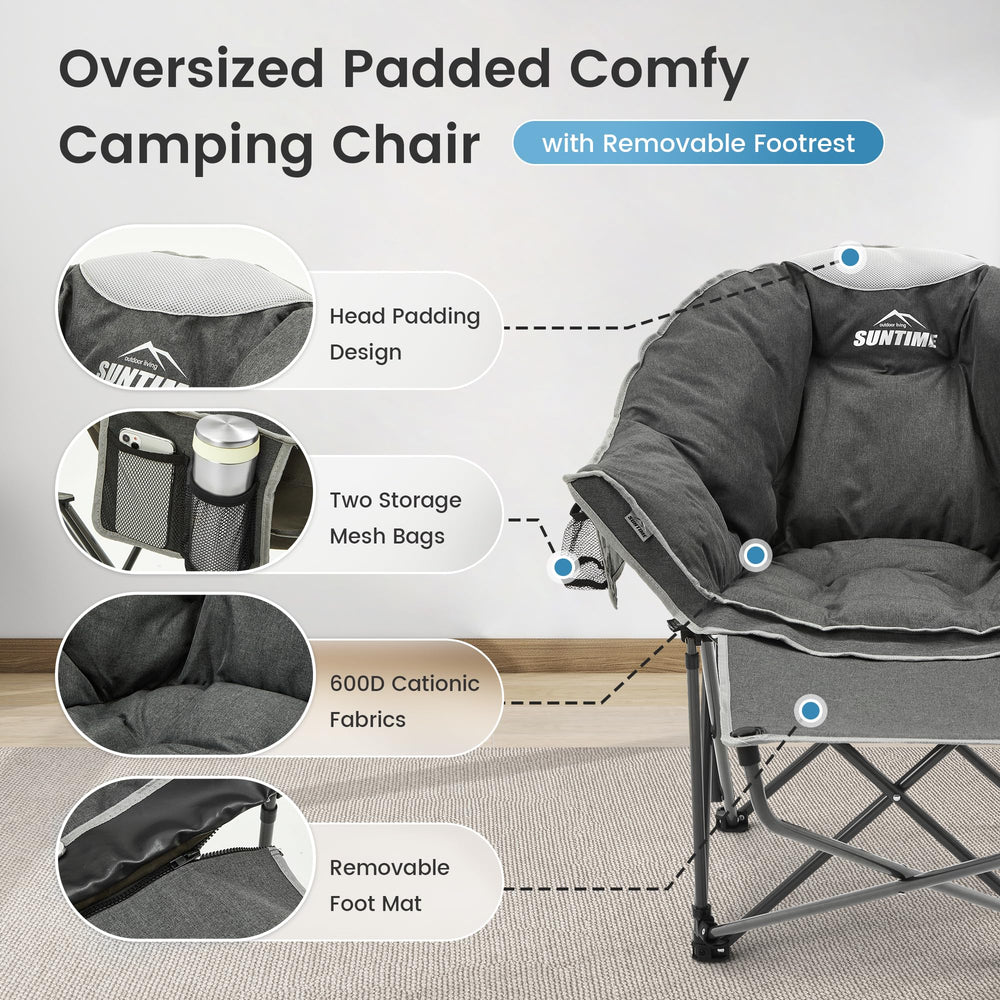 Side mesh pocket on OUTDOOR LIVING SUNTIME chair keeps essentials reachable.
