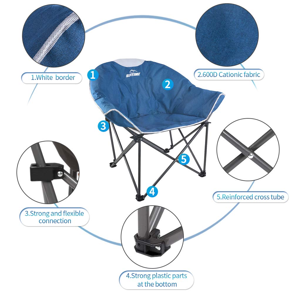 OUTDOOR LIVING SUNTIME steel-frame blue close-up shows durability and stability