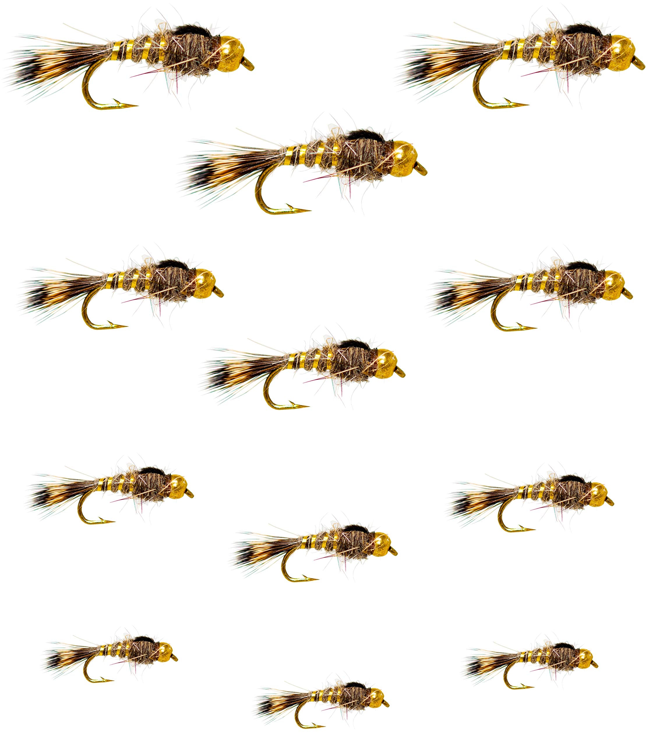 Outdoor Planet 12 gold bead hare ear nymph lure for trout in streams