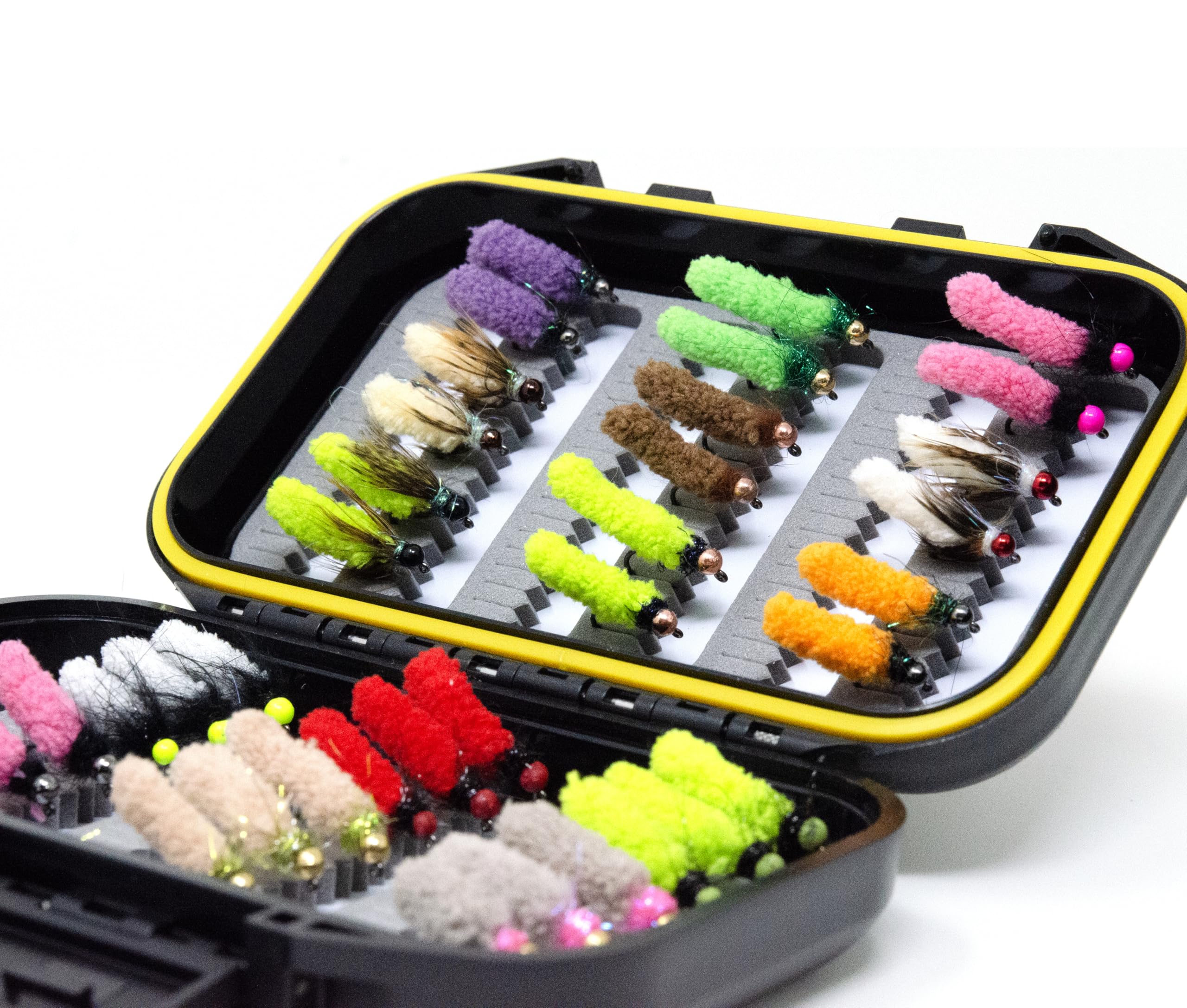 Outdoor Planet 36 Mop Flies pack on a nymphing setup for trout.