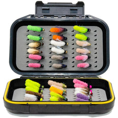 Outdoor Planet mop flies assortment for trout fishing with varied colors and sizes