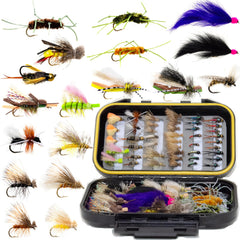 Outdoor Planet 66 premium fly assortment with 25 patterns for trout and bass.