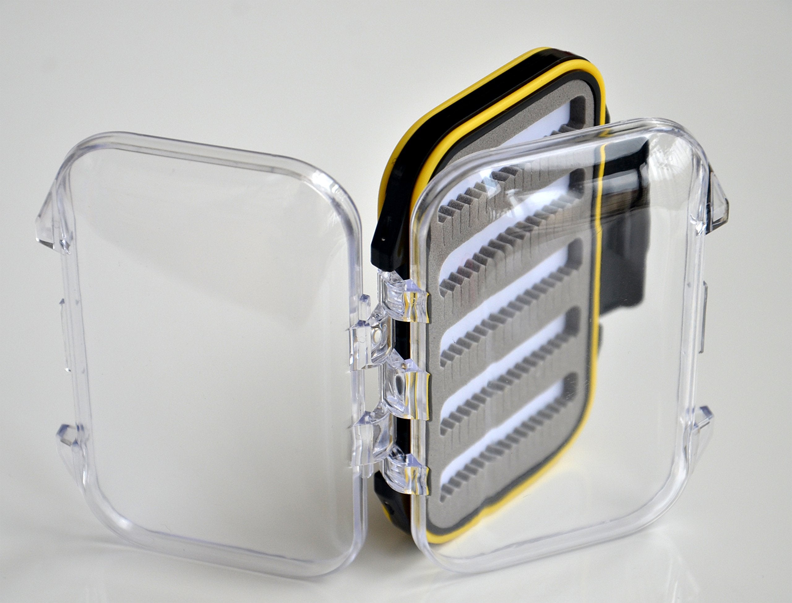 Outdoor Planet fly box double-side open for organized fly storage across sizes.