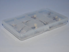 Outdoor Planet fly box packaging, keeps 12 flies organized and ready.