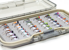 Outdoor Planet premium tungsten bead perdigon nymphs close-up for fast-water fishing.